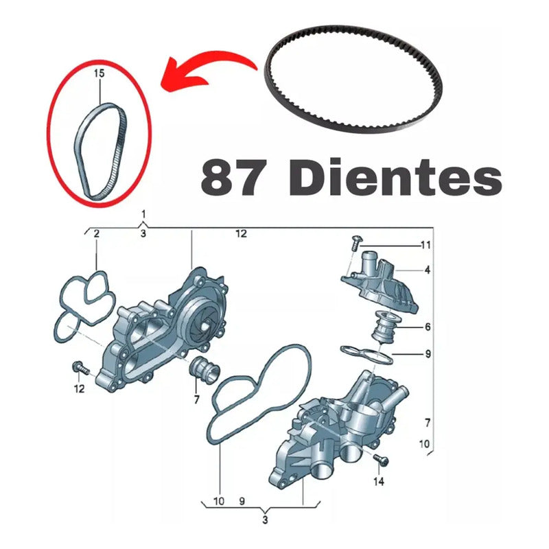 Banda Bomba Agua Vw Toledo Jetta Mk7 1.4 Leon 04e121605e